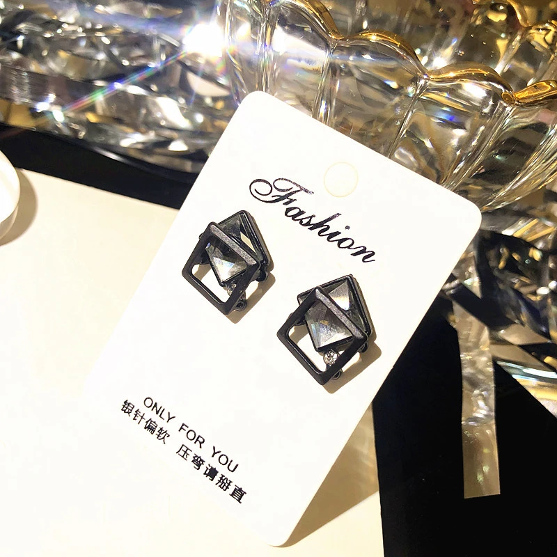 Matte Black Square Stud Earrings