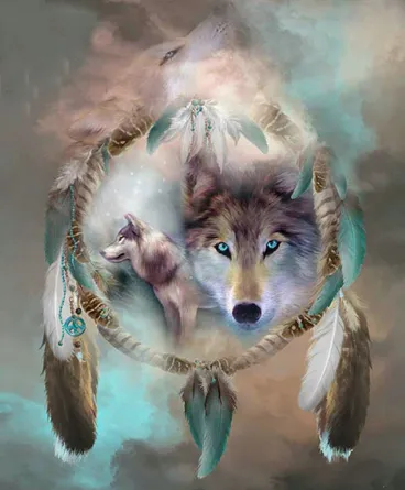 Icon Diamond Embroidery Wolf Dream Catcher 5D Cross  Square Drill Diamond Painting DIY Wall Sticker Decoration Paintings
