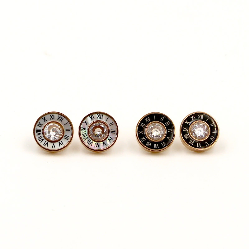 Roman Numerals Single Diamond Stud Earrings