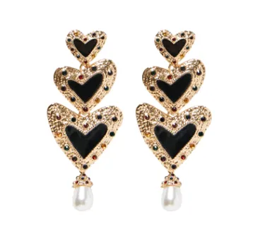 European and American popular heart-shaped drop earrings ZA love pearl earrings