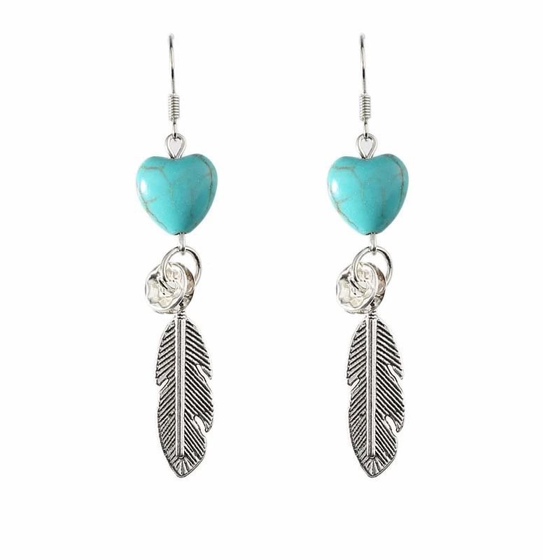 Turquoise feather earrings