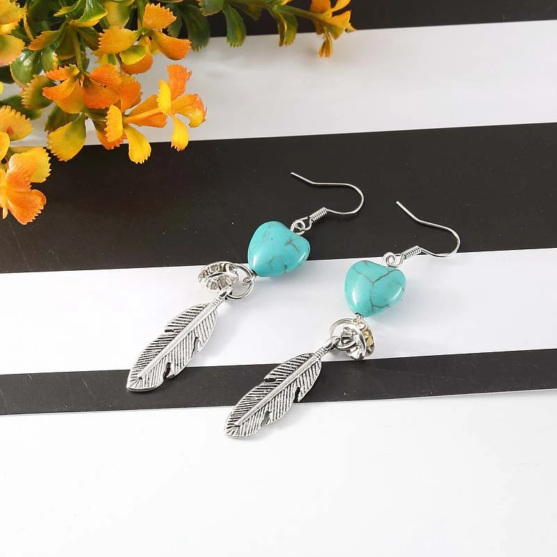 Turquoise feather earrings