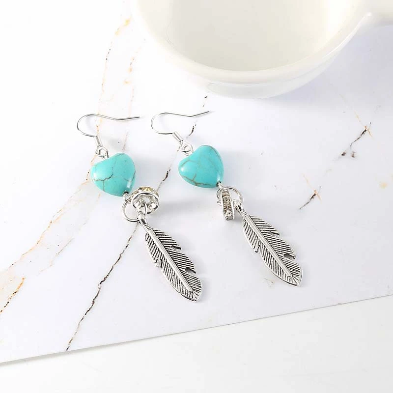 Turquoise feather earrings