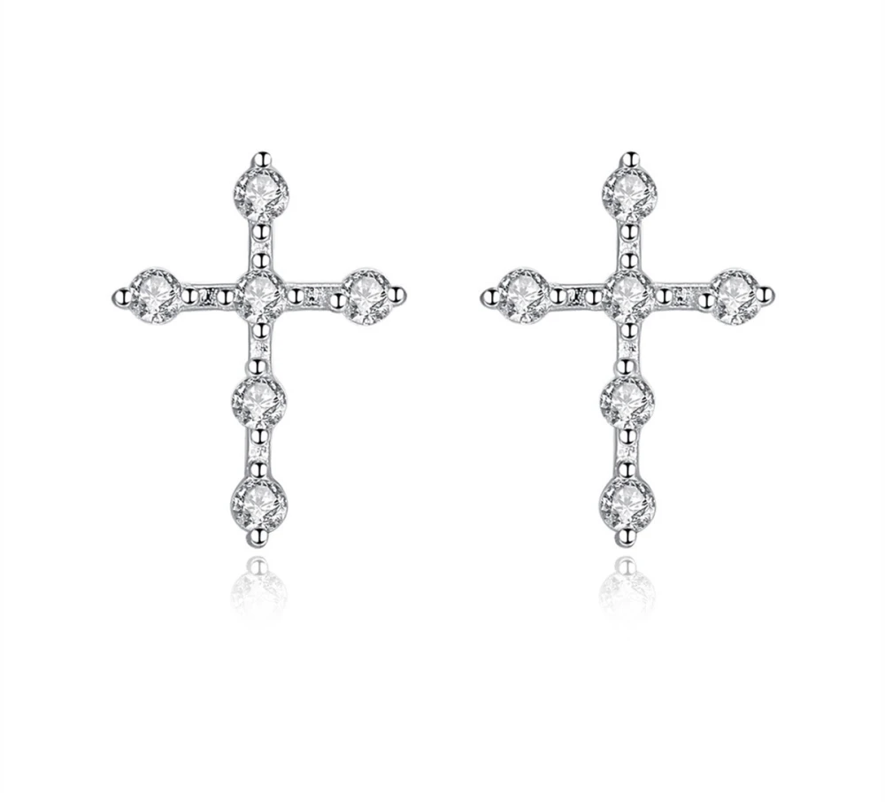 Cross small zircon earrings