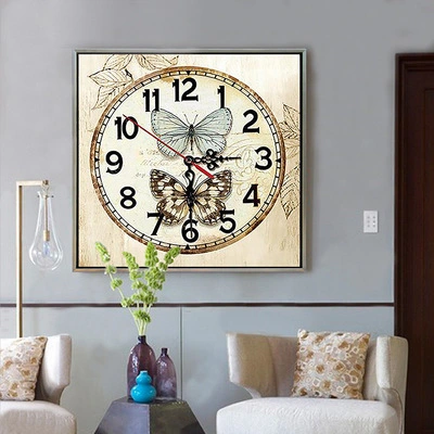 Diamond cross stitch butterfly clock