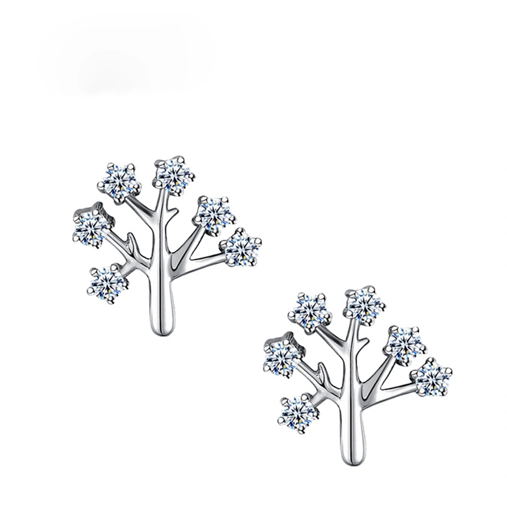 S925 sterling silver Christmas tree earrings