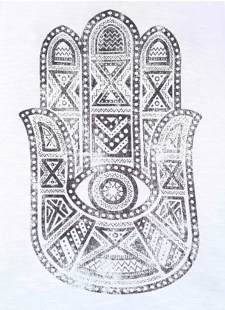 EBay Aliexpress Explosion Fatima Lucky Hand Print Laminated Backless Waistcoat Loose T-shirt