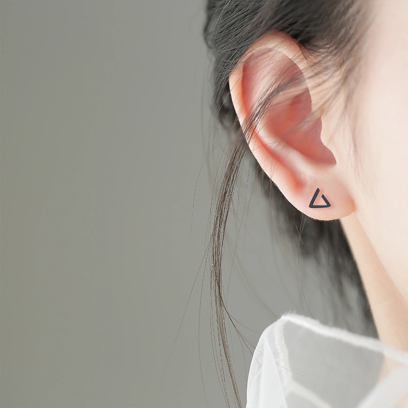 Black triangle earrings