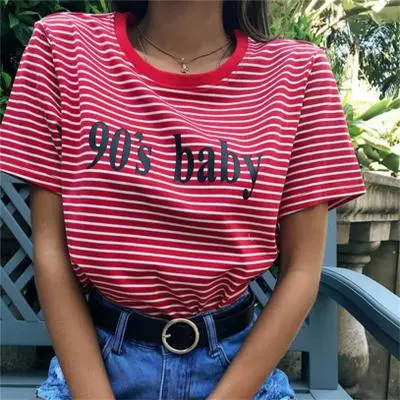 Striped letter print T-shirt