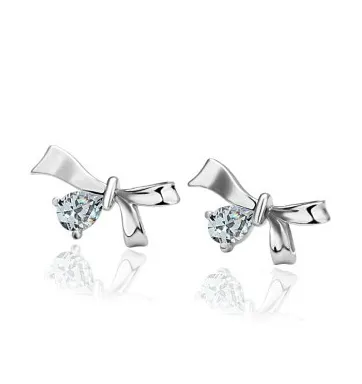 Female Crystal Zircon Bow Earrings