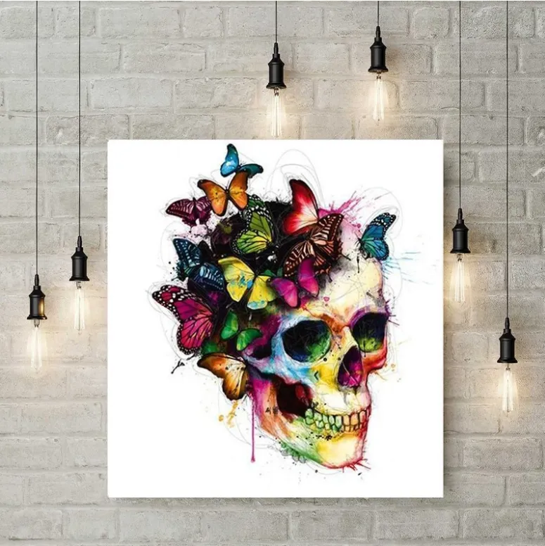 Skull with butterfly diamond painting