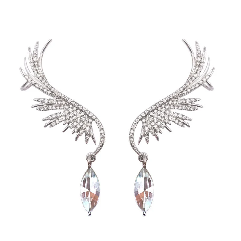 Earrings 925 Silver Needle Angel Wings Water Drop  Earrings