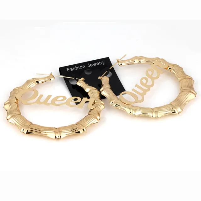 English Letter Queen Bamboo Earrings