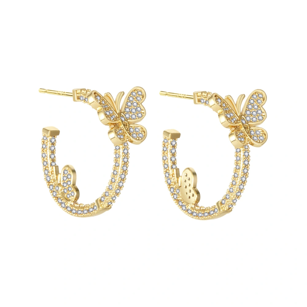 Butterfly C-shaped earrings