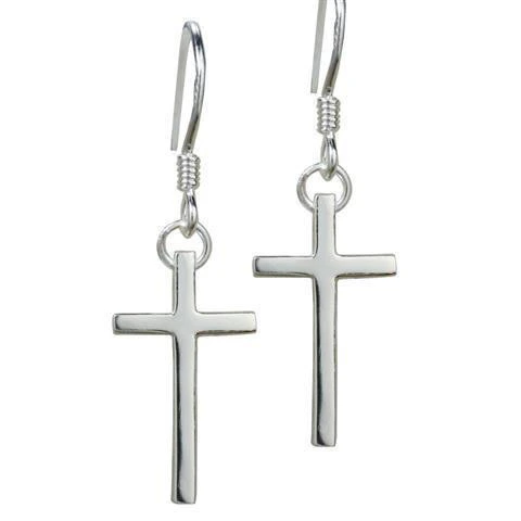 Single silver earring simple cross