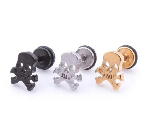 Rocked Out Hollowed Out Stainless Steel Skull Earrings
