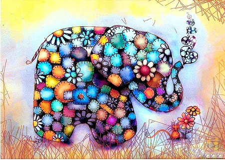 Full Diamond Parade 5D DIY Diamond Painting Color Elephant Diamond Embroidery Cross Rhinestone Mosaic Painting