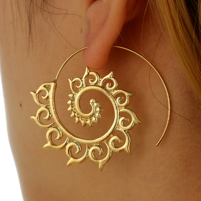 Personalized circle spiral Earrings