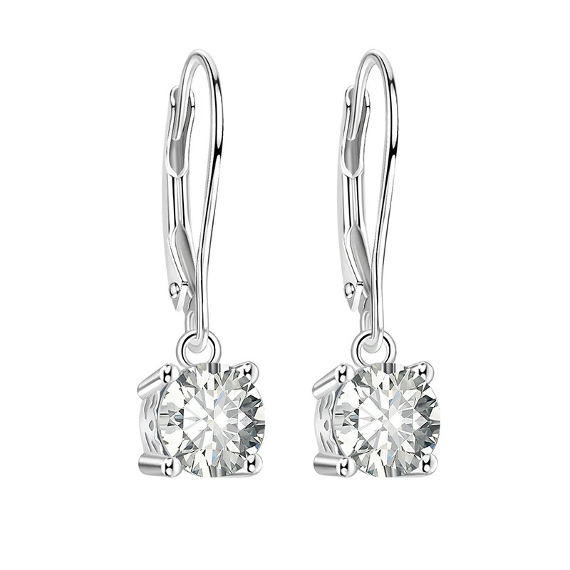 European And American Simple Aperture Round Zircon Earrings