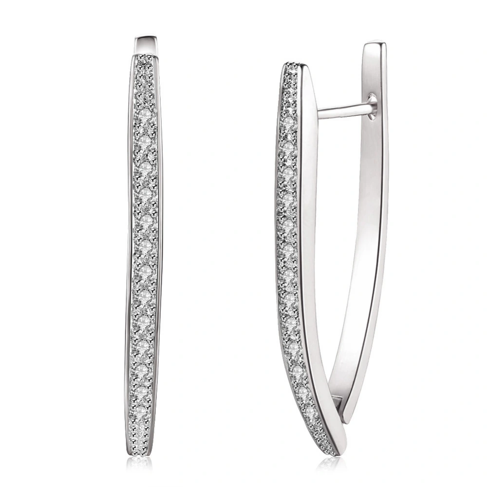 Cute single row diamond V-shaped earrings