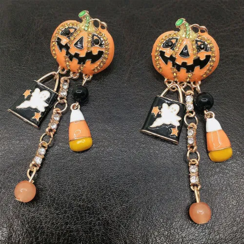 Alloy dripping exaggerated pumpkin earrings Halloween earrings