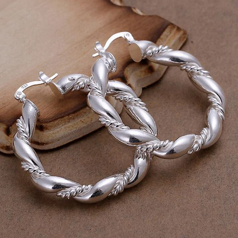 Vintage twisted rope hoop earrings