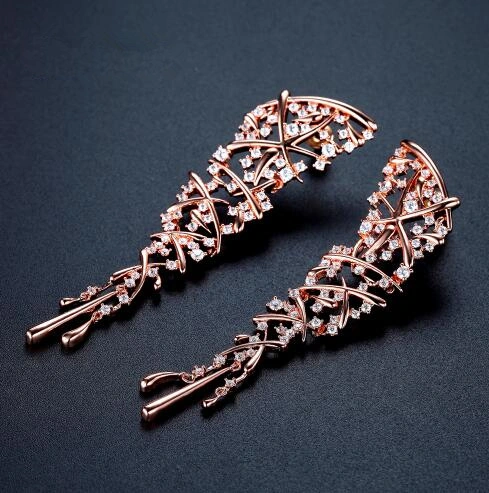 Hot Punk Style Statement Cross Drop Earrings For Women Rose Gold Color Wedding Party Jewelry Brincos Christmas Gift