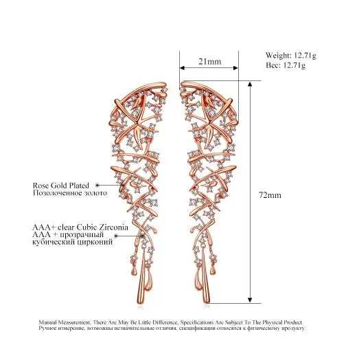 Hot Punk Style Statement Cross Drop Earrings For Women Rose Gold Color Wedding Party Jewelry Brincos Christmas Gift