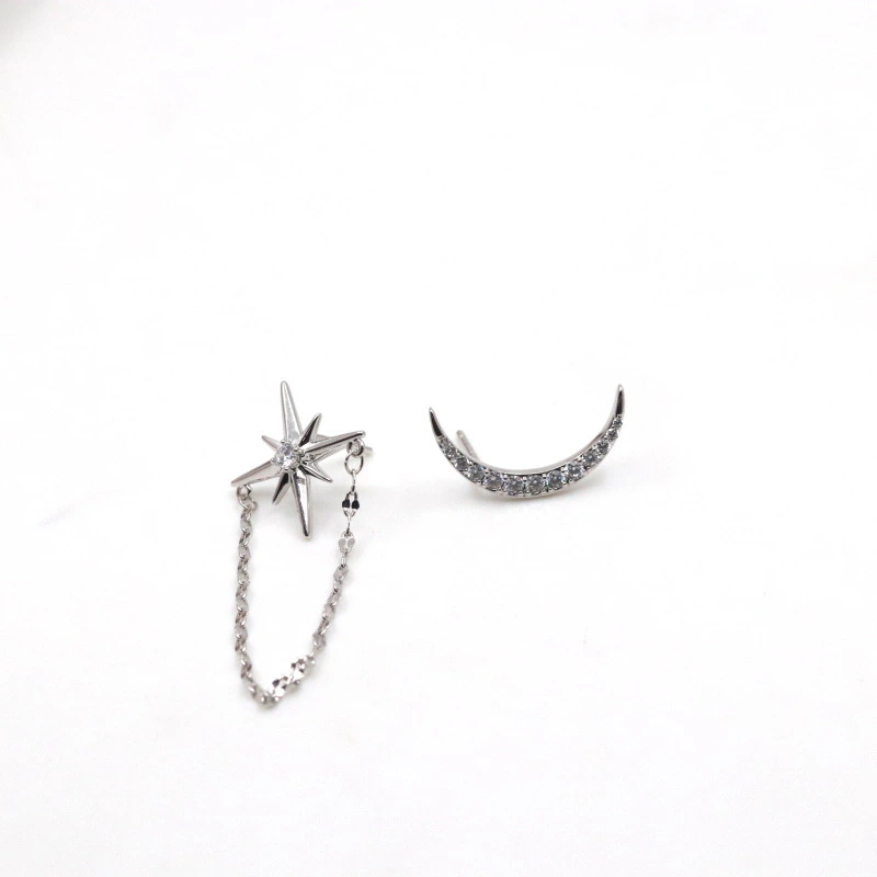 Eight-pointed star chain earrings
