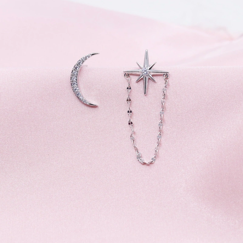 Eight-pointed star chain earrings