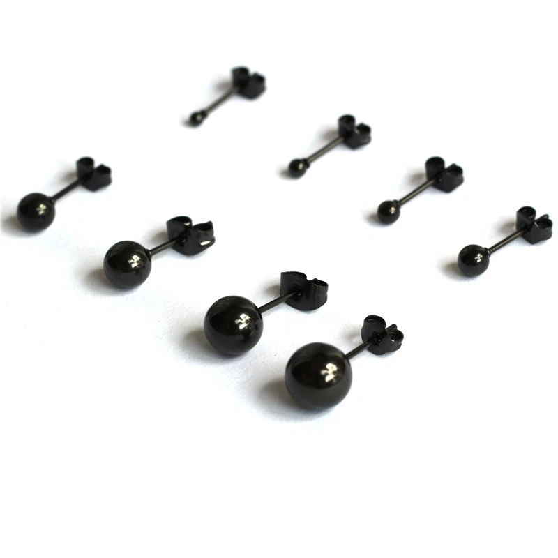 Titanium steel small black bean earrings