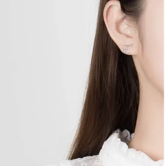 Jane925 sterling silver earrings female Korean fashion earrings cutesimple temperament jewelry earrings