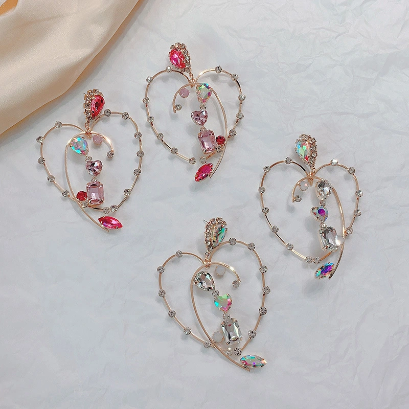 Exaggerated colorful half-hearted heart earrings