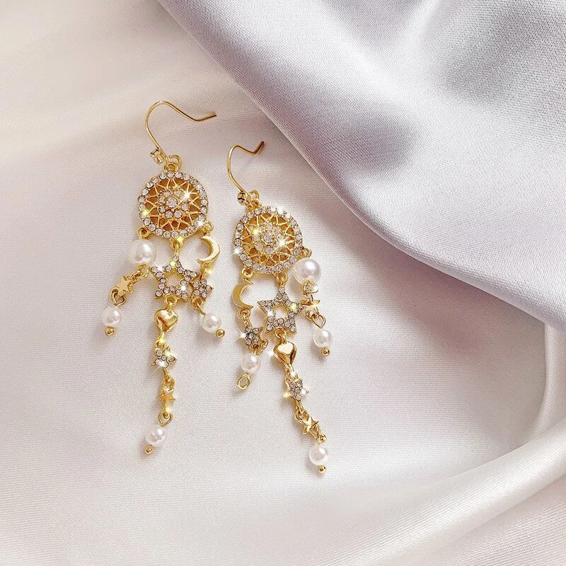 Pearl tassel earrings