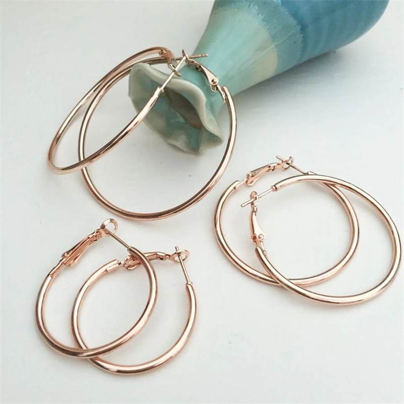 European And American Rose Gold Hoop Earrings