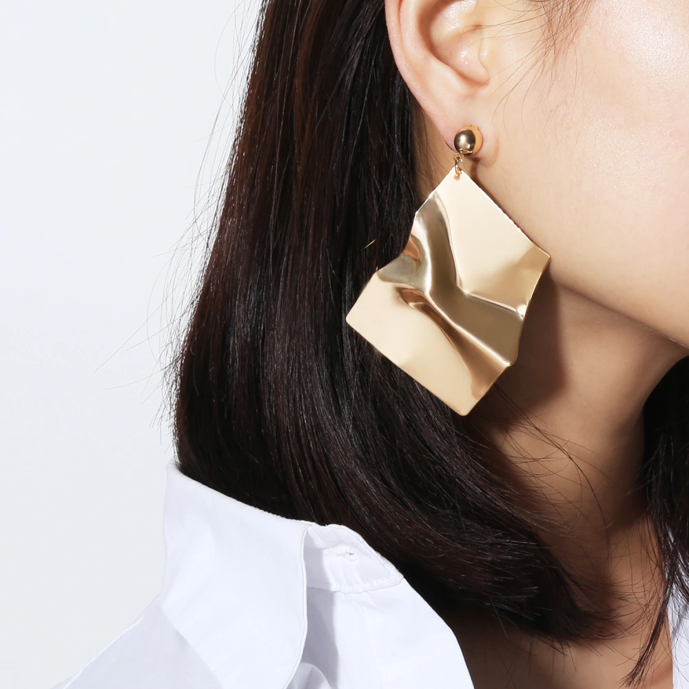 Geometric irregular alloy bright earrings