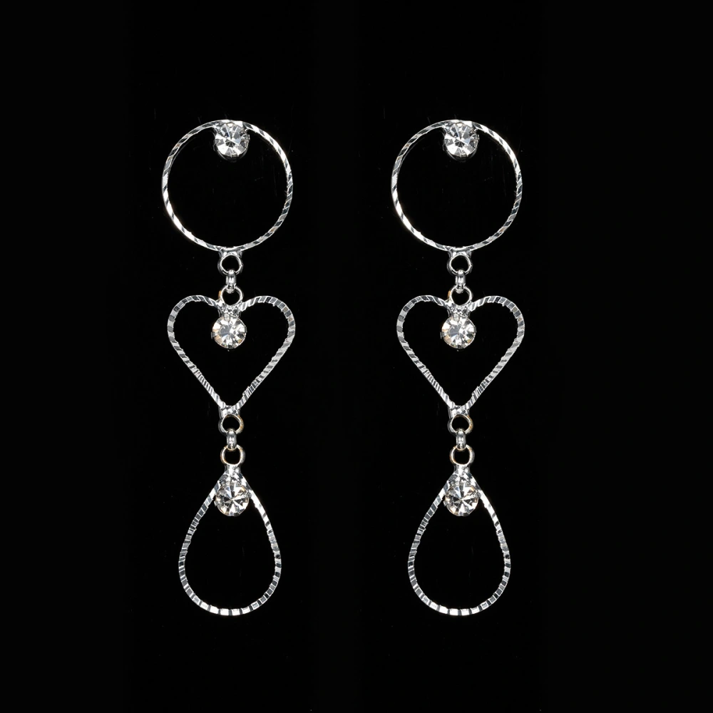 Rhinestone Shiny Earrings Earrings Female Circle Long Crystal Earrings