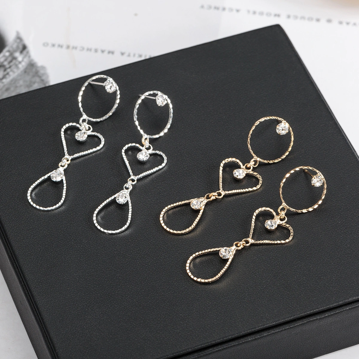 Rhinestone Shiny Earrings Earrings Female Circle Long Crystal Earrings