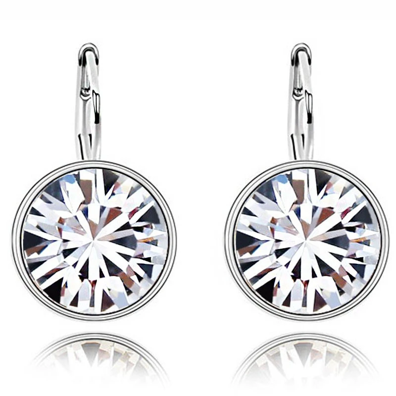 Austrian Crystal Earrings Earrings Female Roundflash Earrings Ear Clips