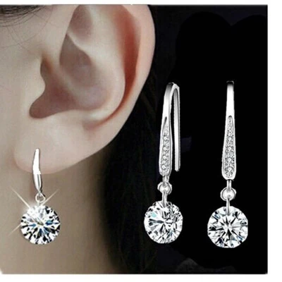 Naked Diamond Earrings Natural Crystal Korean Fashion Silver Jewelry Earrings