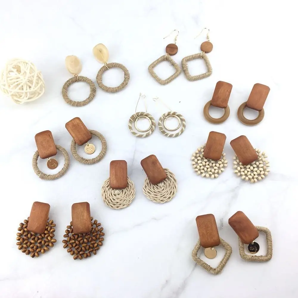 Long wooden earrings