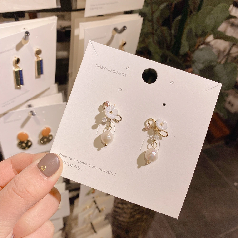 Silver Needle Plated Real Gold Pearl Temperament All-match Small and Exquisite Bow Flower Stud Earrings