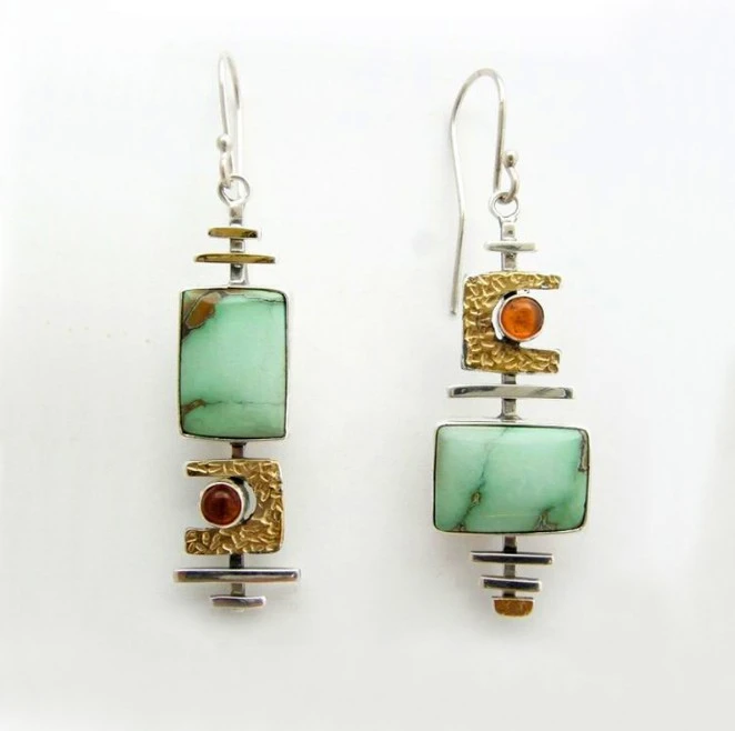 Fashion ladies turquoise dichroic earrings