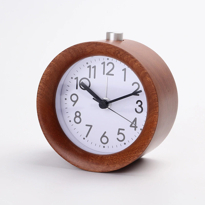 Round Beech Wood Creative Alarm Clock