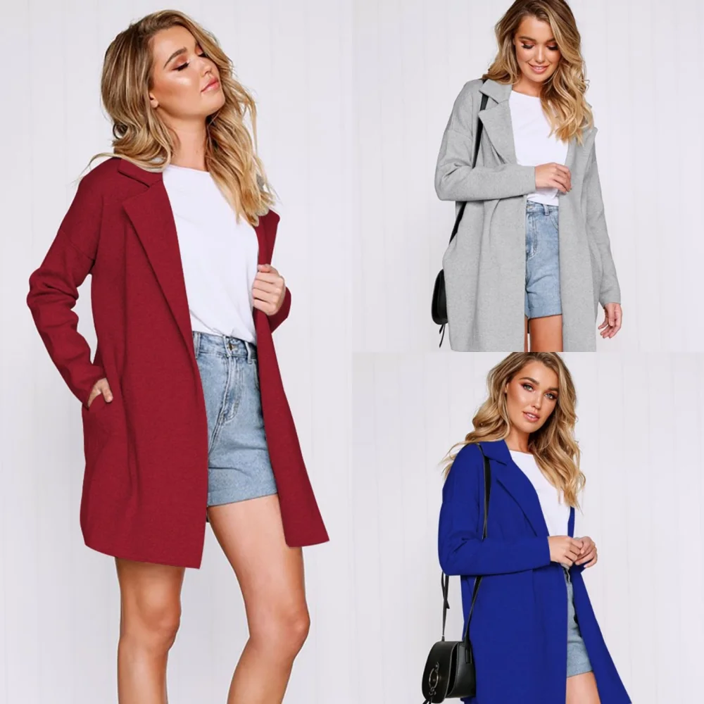 High quality womens woolen coat with pocket
