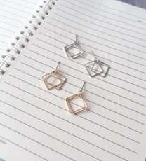 Geometric hollow square stud earrings