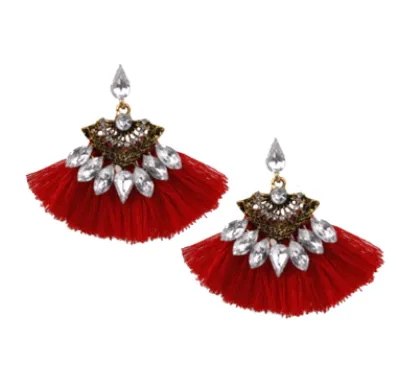 Tassel earrings with diamond earrings ethnic style earrings jewelry