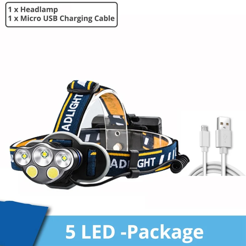 Strong Light LED Night Fishing USB Rechargeable Waterproof Headlight