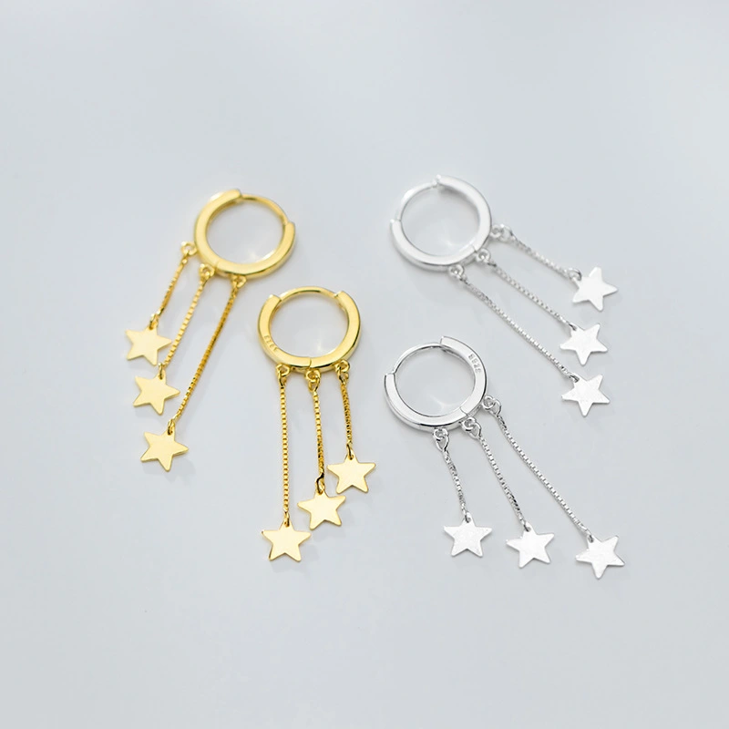 Fringed star pentagram earrings