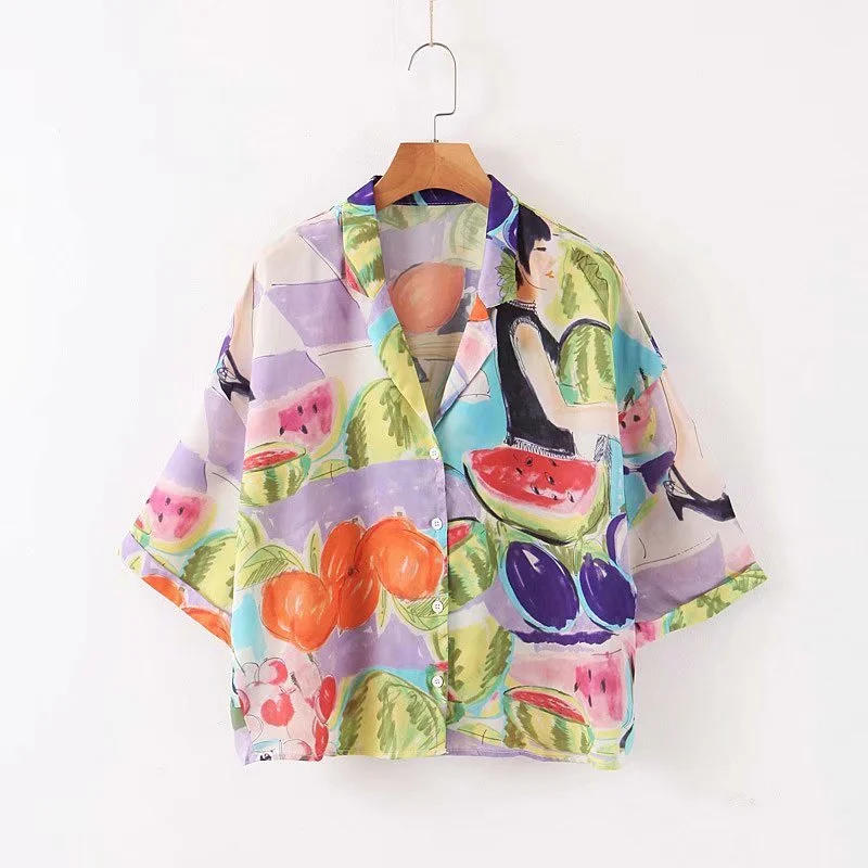 Women's loose print shirt